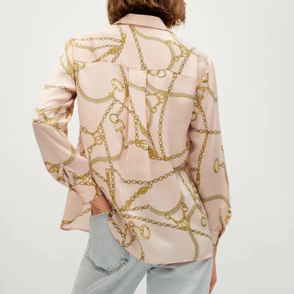 Mango Button-Down With Gold Chain Pattern - Prelo… - image 3